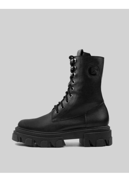 BOHEMA CLOTHING - Długie botki worker boots ze skóry z winogron