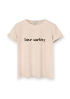 BY THE MOON - Beżowy t-shirt z nadrukiem Love society