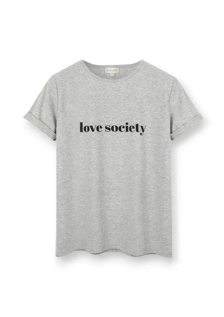 BY THE MOON - Szary t-shirt z nadrukiem Love society