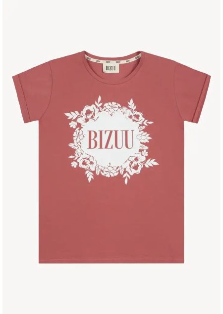 T-shirt BIZUU z kwiatową aranżacją i logo Iola