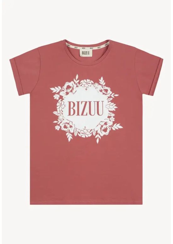 T-shirt BIZUU z kwiatową aranżacją i logo Iola