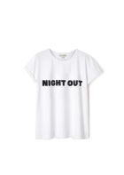 BY THE MOON - Biały t-shirt z czarnym nadrukiem Night Out